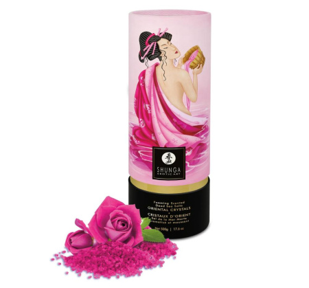 Пенящаяся соль для ванны Shunga Dead Sea salt Oriental Crystals — Rose Petal (500 г), соль Мертвого || Пінлива сіль для ванни Shunga Dead Sea salt Oriental Crystals — Rose Petal (500 г), сіль Мертвого мо