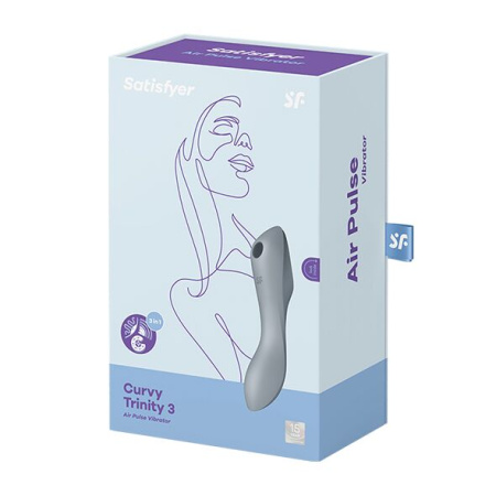 Вакуумный стимулятор с вибрацией Satisfyer Curvy Trinity 3 BlueGrey || Вакуумний стимулятор з вібрацією Satisfyer Curvy Trinity 3 BlueGrey