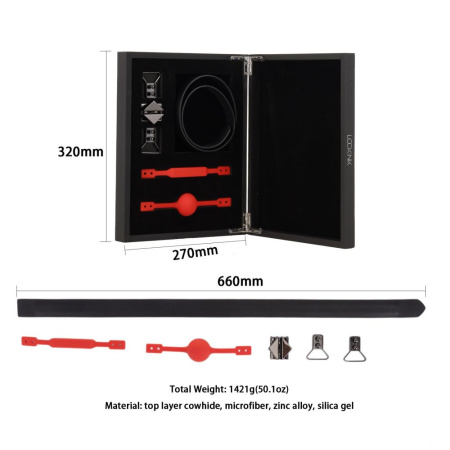 Кожаный кляп с 2-мя насадками LOCKINK Ball-Gag & Gag-bite Set - Black || Шкіряний кляп з 2-ма насадками LOCKINK Ball-Gag & Gag-bite Set - Black