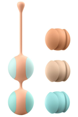 Вагінальні кульки Liebe Kewos — Peach/Mint, 5 кульок у комплекті, 15, 25, 35, 45 та 55 г