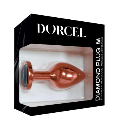 Металлическая анальная пробка с украшением в виде кристалла Dorcel - Diamond Plug Rose Gold M || Металева анальна пробка із прикрасою у вигляді кристалу Dorcel - Diamond Plug Rose Gold M