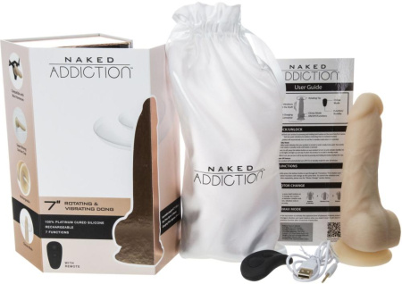 Фаллоимитатор с вибрацией и ротацией Naked ADDICTION Chris 7″ Rotating & Vibrating Dong, пульт ДУ || Фалоімітатор з вібрацією та ротацією Naked ADDICTION Chris 7″ Rotating & Vibrating Dong, пульт ДК