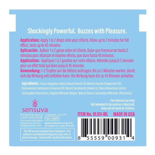 Пробник возбуждающего масла Sensuva - ON Arousal Oil for Her Ice (0,5 мл)