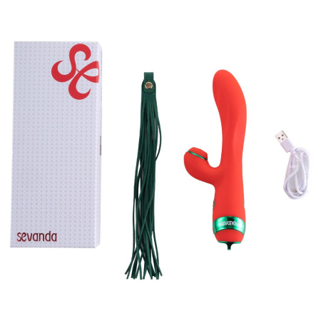 Вибратор-кролик с флоггером LOCKINK SEVANDA Whip Vibrating Massage Wand - Red & Green || Вібратор-кролик з флогером LOCKINK SEVANDA Whip Vibrating Massage Wand - Red & Green
