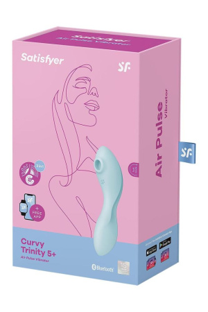 Вакуумный смарт-стимулятор с вибрацией Satisfyer Curvy Trinity 5 (Blue), управление со смартфона || Вакуумний смарт-стимулятор із вібрацією Satisfyer Curvy Trinity 5 (Blue), керування зі смартфона