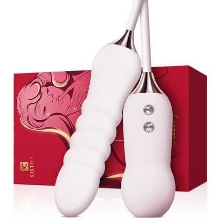 Пульсатор с вакуумным стимулятором KISTOY Cathy White на гибкой сцепке || Пульсатор з вакуумним стимулятором KISTOY Cathy White на гнучкому з'єднанні
