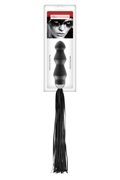 Флоггер с ручкой - анальным плагом Fetish Tentation Whip with Plug Handle