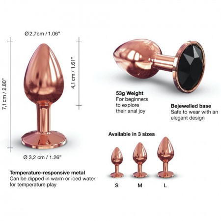 Металлическая анальная пробка с украшением в виде кристалла Dorcel - Diamond Plug Rose Gold S || Металева анальна пробка із прикрасою у вигляді кристалу Dorcel - Diamond Plug Rose Gold S