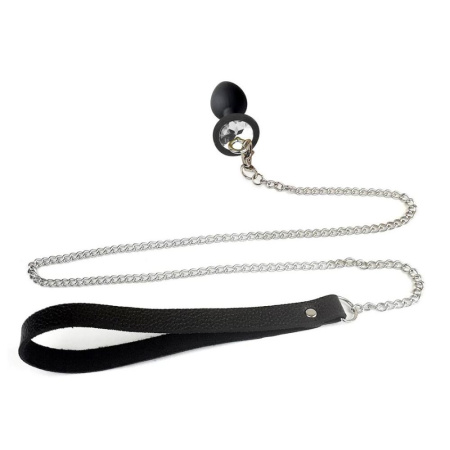 Силиконовая анальная пробка Art of Sex Silicone Anal Plug with Leash size M с поводком Black || Силіконова анальна пробка Art of Sex Metal Anal Plug with Leash size M з повідцем Black
