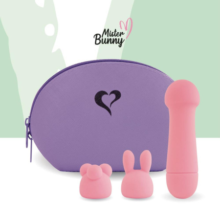 Мини-вибратор FeelzToys Mister Bunny Pink с двумя насадками || Мінівібратор FeelzToys Mister Bunny Pink з двома насадками