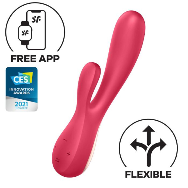 Смарт вібратор-кролик Satisfyer Mono Flex Red, 2 мотори, керування через інтернет
