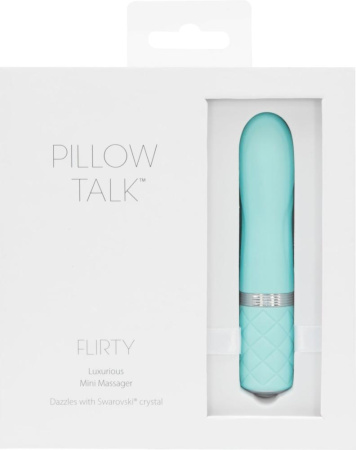 Роскошный вибратор PILLOW TALK - Flirty Teal с кристаллом Сваровски, гибкая головка || Розкішний вібратор PILLOW TALK - Flirty Teal з кристалом Сваровські, гнучка голівка