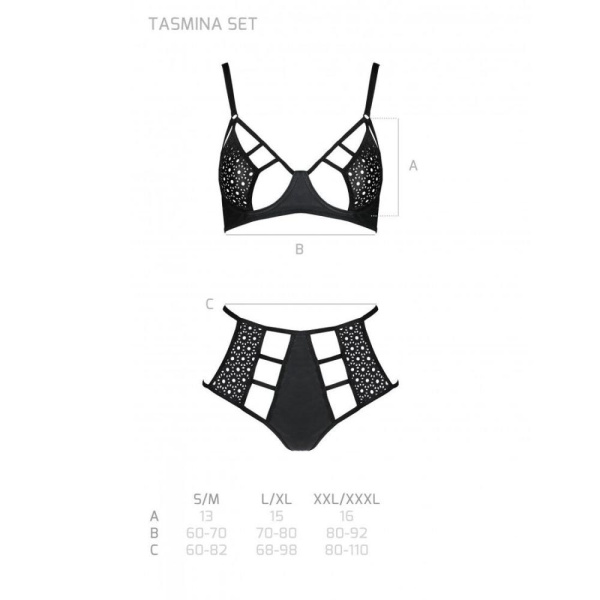 Распродажа!!! Комплект из эко-кожи Passion Tamaris Set black XXL/XXXL, бюстгальтер и трусики