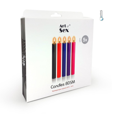 Набор восковых свечей Art of Sex Thin 16 см (5 шт), низкотемпературные, тонкие || Набір воскових свічок Art of Sex Thin 16 см (5 шт), низькотемпературні, тонкі