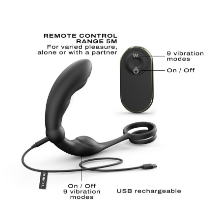 Массажер простаты Dorcel P-Ring с эрекционным кольцом и пультом ДУ || Масажер простати Dorcel P-Ring з ерекційним кільцем та пультом ДК