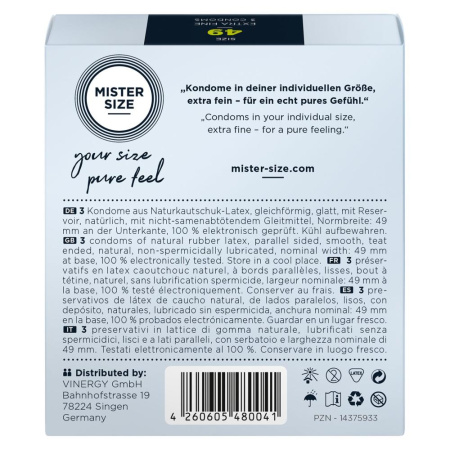 Презервативы Mister Size - pure feel - 49 (3 condoms), толщина 0,05 мм || Презервативи Mister Size - pure feel - 49 (3 condoms), товщина 0,05 мм