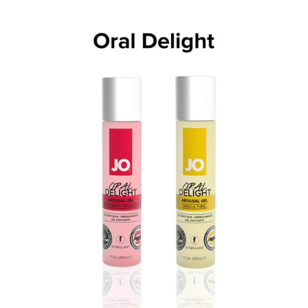 Гель для оральных ласк JO Oral Delight — Strawberry Sensation (30 мл), эффект холод-тепло || Гель для оральних пестощів JO Oral Delight — Strawberry Sensation (30 мл), ефект холод-тепло