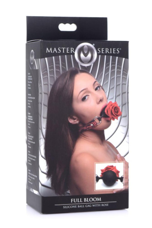 Кляп с розой Master Series: Eye-Catching Ball Gag With Rose, черно-красный || Кляп з трояндою Master Series: Eye-Catching Ball Gag With Rose, чорно-червоний