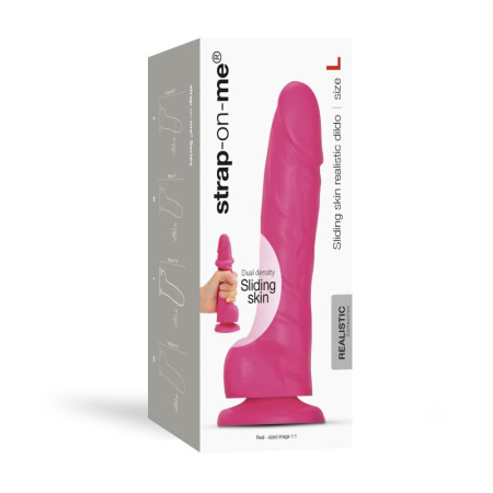 Реалистичный фаллоимитатор Strap-On-Me Sliding Skin Realistic Dildo Fuchsia L, эффект подвижной кожи || Реалістичний фалоімітатор Strap-On-Me Sliding Skin Realistic Dildo Fuchsia L, ефект рухливої шкіри