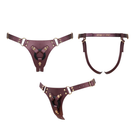 Трусики для страпона Strap-On-Me Leatherette Harness Generous - One Size - Aubergine || Трусики для страпона Strap-On-Me Leatherette Harness Generous - One Size - Aubergine