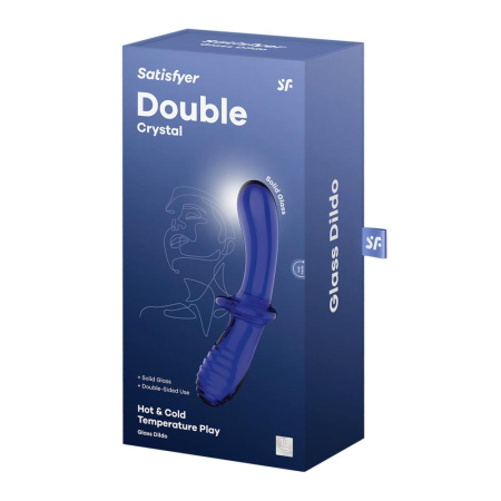 Двусторонний стеклянный дилдо Satisfyer Double Crystal Light blue, боросиликатное стекло, унисекс || Двосторонній скляний дилдо Satisfyer Double Crystal Light blue, боросилікатне скло, унісекс
