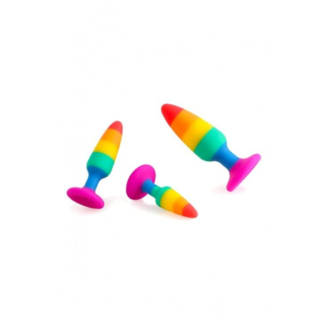 Силиконовая анальная пробка Wooomy Hiperloo Silicone Rainbow Plug S, диаметр 2,4 см, длина 9 см || Силіконова анальна пробка Wooomy Hiperloo Silicone Rainbow Plug S, діаметр 2,4 см, довжина 9 см