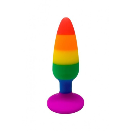 Силиконовая анальная пробка Wooomy Hiperloo Silicone Rainbow Plug S, диаметр 2,4 см, длина 9 см || Силіконова анальна пробка Wooomy Hiperloo Silicone Rainbow Plug S, діаметр 2,4 см, довжина 9 см