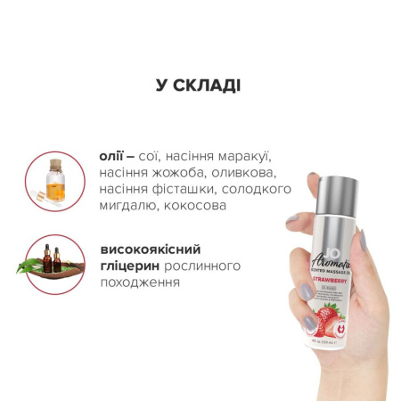 Натуральное массажное масло JO Aromatix Massage Oil Strawberry 120 мл || Натуральна масажна олія JO Aromatix Massage Oil Strawberry 120 мл