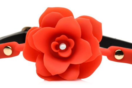 Силиконовый кляп с розой Master Series: Blossom Silicone Rose Gag – Red || Силіконовий кляп з трояндою Master Series: Blossom Silicone Rose Gag – Red