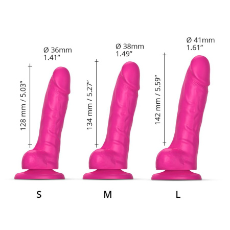 Реалистичный фаллоимитатор Strap-On-Me Sliding Skin Realistic Dildo Fuchsia S, эффект подвижной кожи || Реалістичний фалоімітатор Strap-On-Me Sliding Skin Realistic Dildo Fuchsia S, ефект рухливої шкіри