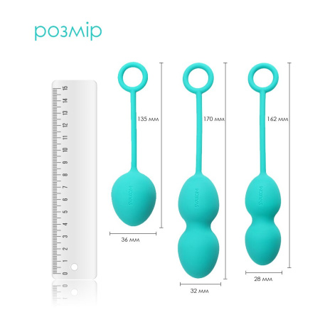 Набор вагинальных шариков со смещенным центром тяжести Svakom Nova Green || Набір вагінальних кульок зі зміщеним центром ваги Svakom Nova Green