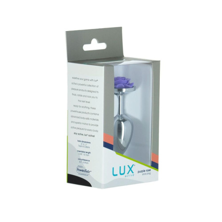 Металлическая анальная пробка Lux Active с розой - Rose Anal Plug - Purple, вибропуля в подарок || Металева анальна пробка Lux Active з трояндою - Rose Anal Plug - Purple, віброкуля в подарунок