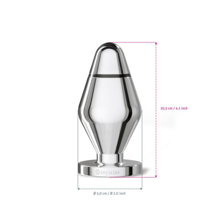 Металлическая анальная пробка Mystim John для электростимулятора, диаметр 5см || Металева анальна пробка Mystim John для електростимулятора, діаметр 5 см