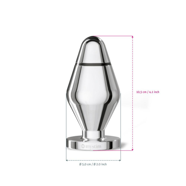 Металлическая анальная пробка Mystim John для электростимулятора, диаметр 5см
