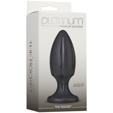 Анальный плаг с каналами для смазки Doc Johnson Platinum Premium Silicone — The Rocket — Black || Анальний плаг із каналами для змащення Doc Johnson Platinum Premium Silicone — The Rocket — Black