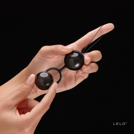 Вагинальные шарики LELO Luna Beads Noir Black, смещенный центр тяжести, диаметр 2,9 см, 2х37 г || Вагінальні кульки LELO Luna Beads Noir Black, зміщений центр ваги, діаметр 2,9 см, 2х37 г