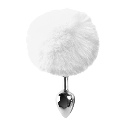 Металлическая анальная пробка М Art of Sex - Metal Butt plug Rabbit Tail, Белый || Металева анальна пробка М Art of Sex — Bunny Tails Butt plug, Білий