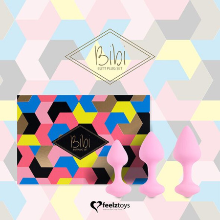 Набор силиконовых анальных пробок FeelzToys - Bibi Butt Plug Set 3 pcs Pink || Набір силіконових анальних пробок FeelzToys - Bibi Butt Plug Set 3 pcs Pink