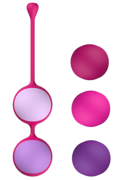 Вагінальні кульки Liebe Kewos — Cerise/Candy Violet, 5 кульок у комплекті, 15, 25, 35, 45 та 55 г