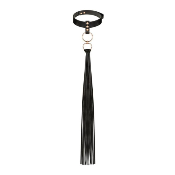 Нашийник с флогером Rosy Gold - Collar with Flogger - Black
