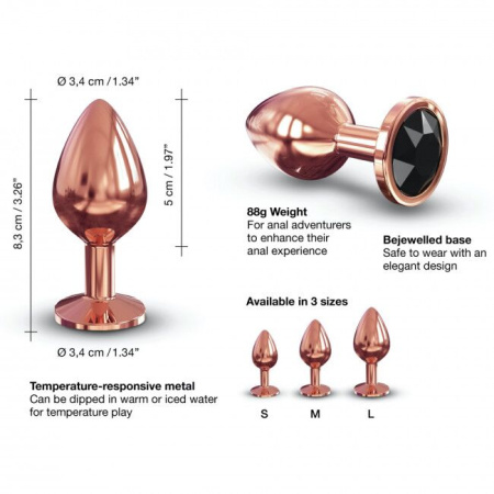 Металлическая анальная пробка с украшением в виде кристалла Dorcel - Diamond Plug Rose Gold M || Металева анальна пробка із прикрасою у вигляді кристалу Dorcel - Diamond Plug Rose Gold M