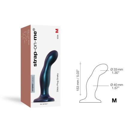 Дилдо Strap-On-Me DILDO PLUG SNAKY METALLIC BLUE, размер M, диаметр 4 см, вводимая длина 15,3 см || Дилдо Strap-On-Me DILDO PLUG SNAKY METALLIC BLUE, розмір M, діаметр 4 см, ввідна довжина 15,3 см