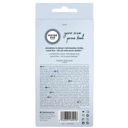 Презервативы Mister Size - pure feel - 49 (10 condoms), толщина 0,05 мм || Презервативи Mister Size - pure feel - 49 (10 condoms), товщина 0,05 мм