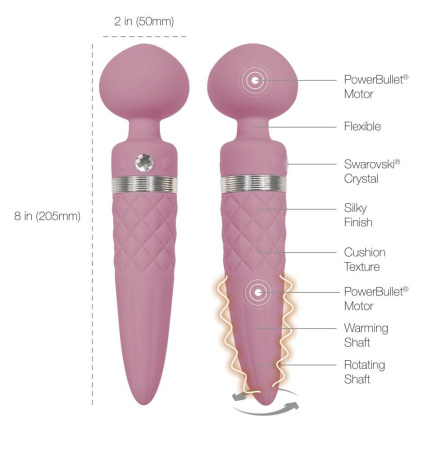 Вибромассажер 2в1 PILLOW TALK - Sultry Pink, классический массажер и вибратор с ротацией, подогрев || Вібромасажер 2в1 PILLOW TALK - Sultry Pink, класичний масажер і вібратор з ротацією, підігрів