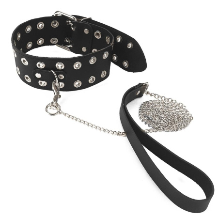 Ошейник Art of Sex - Tessa с поводком из натуральной кожи, цвет черный || Нашийник Art of Sex - Tessa з повідцем з натуральної шкіри, колір чорний
