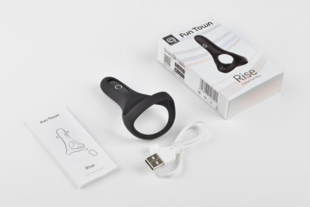 Двойное эрекционное кольцо Fun Town Rise Black, управление со смартфона || Подвійне ерекційне кільце Fun Town Rise Black, керування зі смартфона