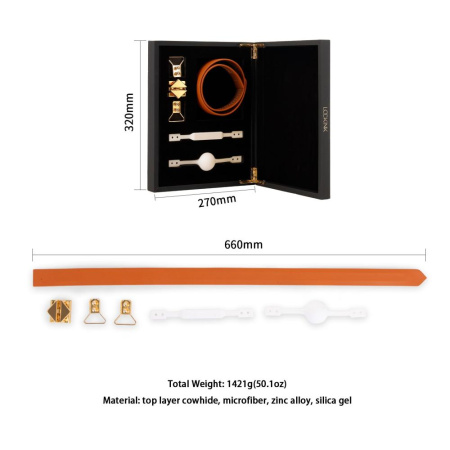 Кожаный кляп с 2-мя насадками LOCKINK Ball-Gag & Gag-bite Set - Brown || Шкіряний кляп з 2-ма насадками LOCKINK Ball-Gag & Gag-bite Set - Brown