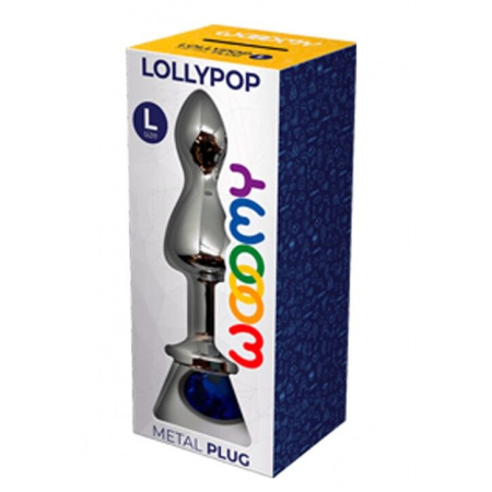 Металлическая анальна пробка Wooomy Lollypop Double Ball Metal Plug Blue L диаметр 3,5, длина 10,5см || Металева анальна пробка Wooomy Lollypop Double Ball Metal Plug Blue L діаметр 3,5 см, довжина 10,5см