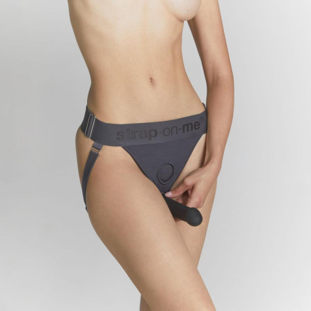 Трусики для страпона Strap-On-Me HARNAIS LINGERIE UNIQUE, One Size, серые || Трусики для страпона Strap-On-Me HARNAIS LINGERIE UNIQUE, One Size, сірі