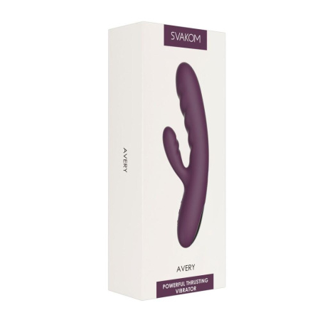 Вибратор-кролик Svakom Avery Lilac с двигающимся стволом, движение вперед-назад || Вібратор-кролик Svakom Avery Lilac зі стовбуром, що рухається, рух вперед-назад